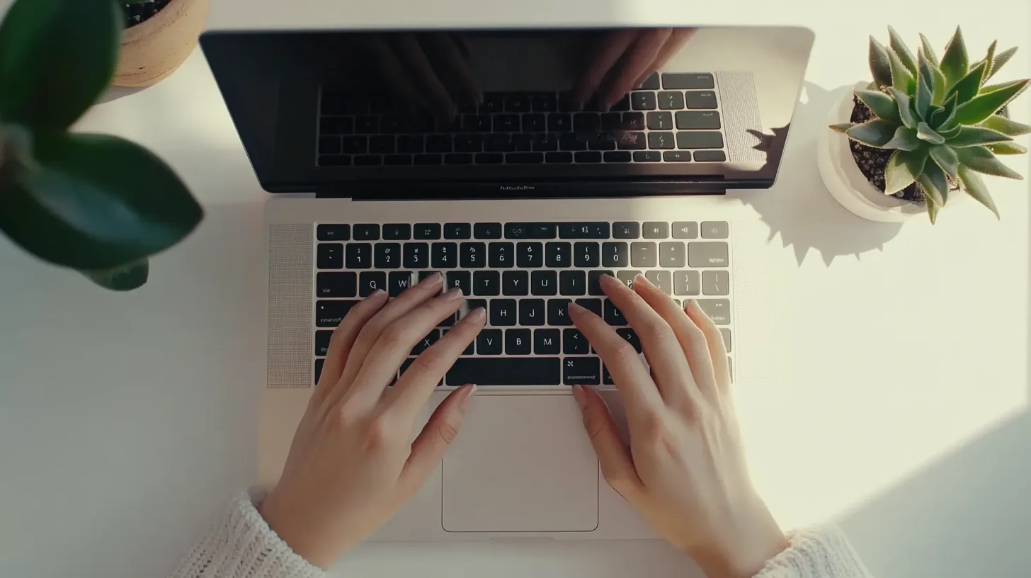 Hands typing on laptop during loan application